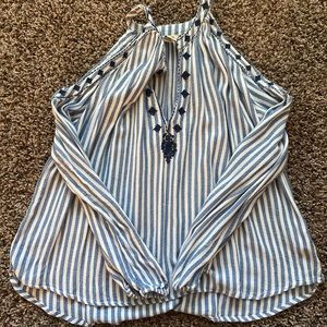 Cold shoulder long sleeve blouse